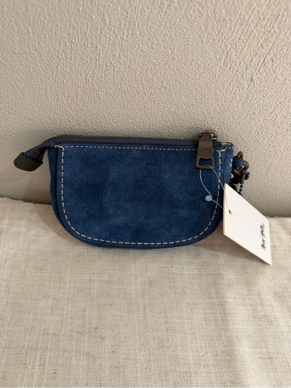 Coach Western Rivets Blue Suede Studded Wristlet Coin Pouch NWT - Picture 7 of 9